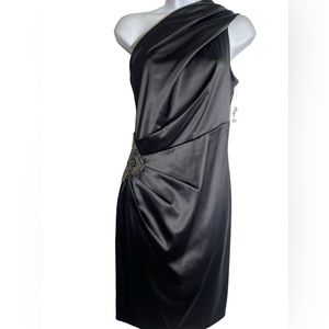 Eliza J Black One-Shoulder Dress